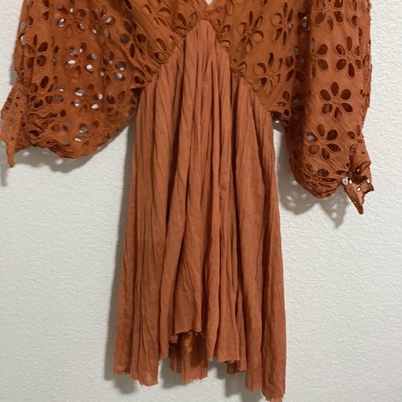 Free People Rust Eyelet Tunic Boho Top - Picture 5 of 12